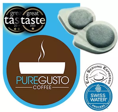 PureGusto Swiss Water Decaf Espresso Pods x 100